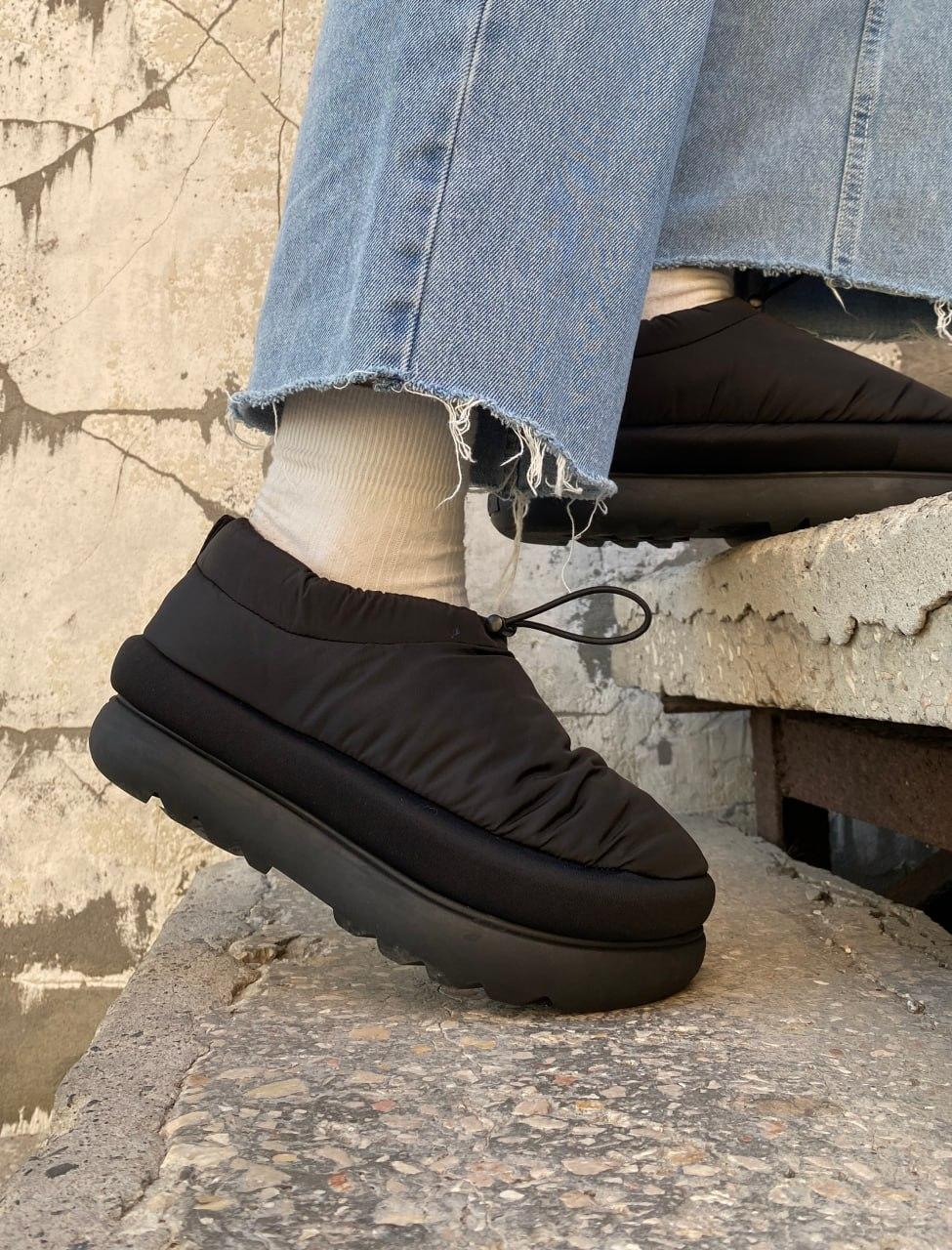 Уги жіночі Ugg Maxi Clog Black чорні з хутром овчина теплі капці короткі стильні