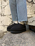 Уги жіночі Ugg Maxi Clog Black чорні з хутром овчина теплі капці короткі стильні, фото 9