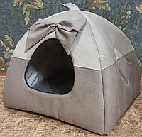 Лежанка – ліжечко подушка пуфик лежак з ковдрою для дрібних порід собак і котів 43х43х35 см