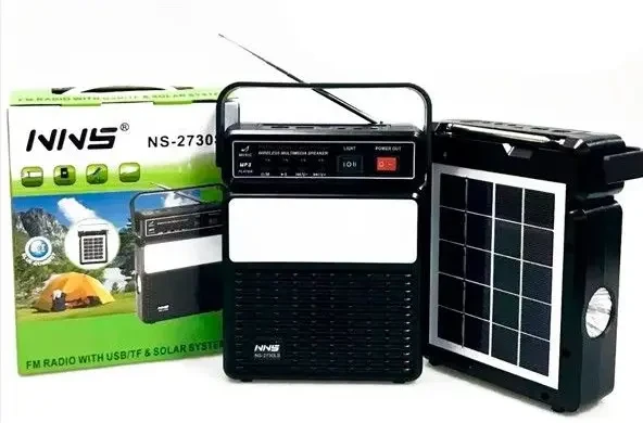 Портативная колонка радиоприёмник с солнечной панелью фонарик лампа NNS Solar charge NS-2730S - фото 1 - id-p1950944884