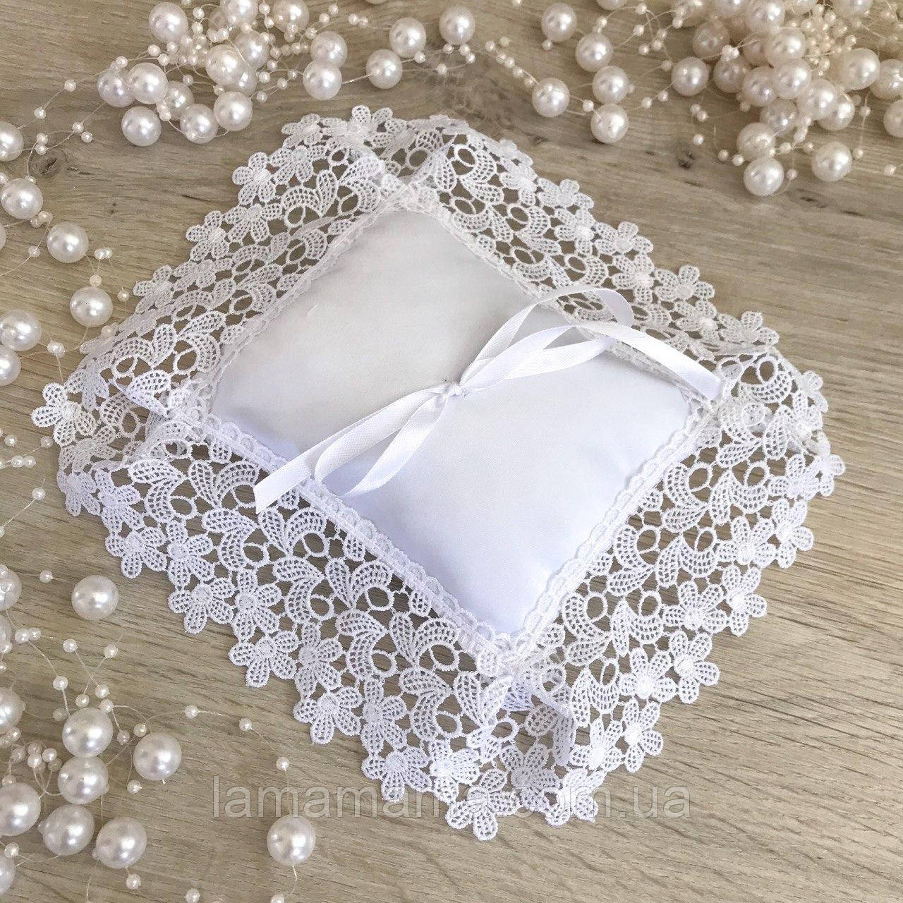 Подушечка для хрестика Ажурні квіти Білий Атлас/кулір BetiS, фото 1