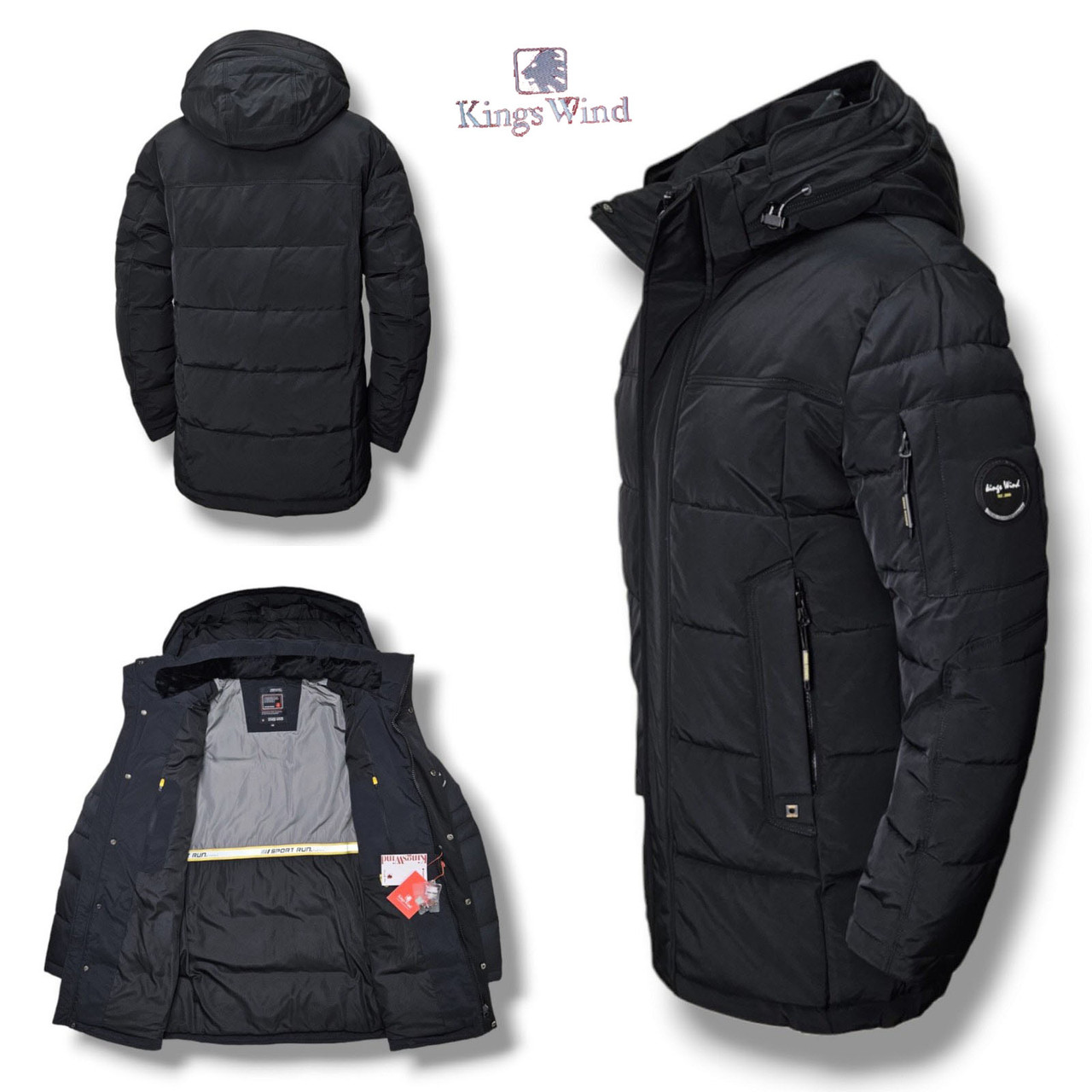 Чоловіча тепла зимова куртка Kings Wind, чоловічі зимові куртки. Пуховик чоловічий зима. Чоловічий одяг, фото 1