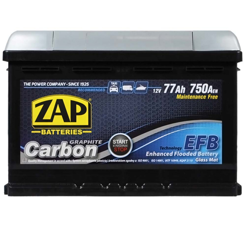 Автомобільний акумулятор ZAP Carbon EFB 77Аh 750А R+ (577 05)