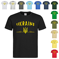 Черная мужская/унисекс футболка Я люблю Украину - герб (1-14-51)