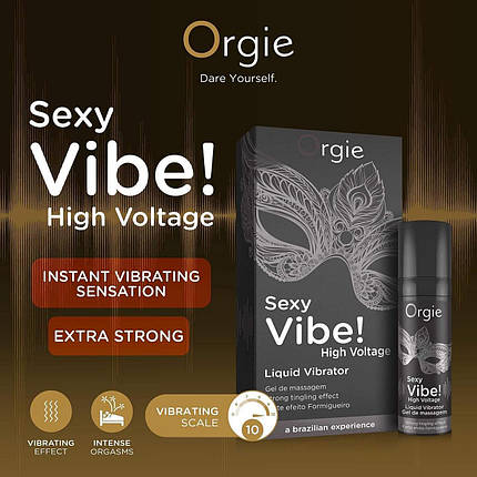 Жидкий вибратор Orgie Sexy Vibe! High Voltage 15 мл стимулюючий гель сильна інтенсивність, фото 2