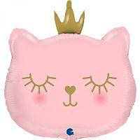 Шар фольгированный (26") Фигура Котенок принцесса, розовая, 1 шт. в упак, Grabo