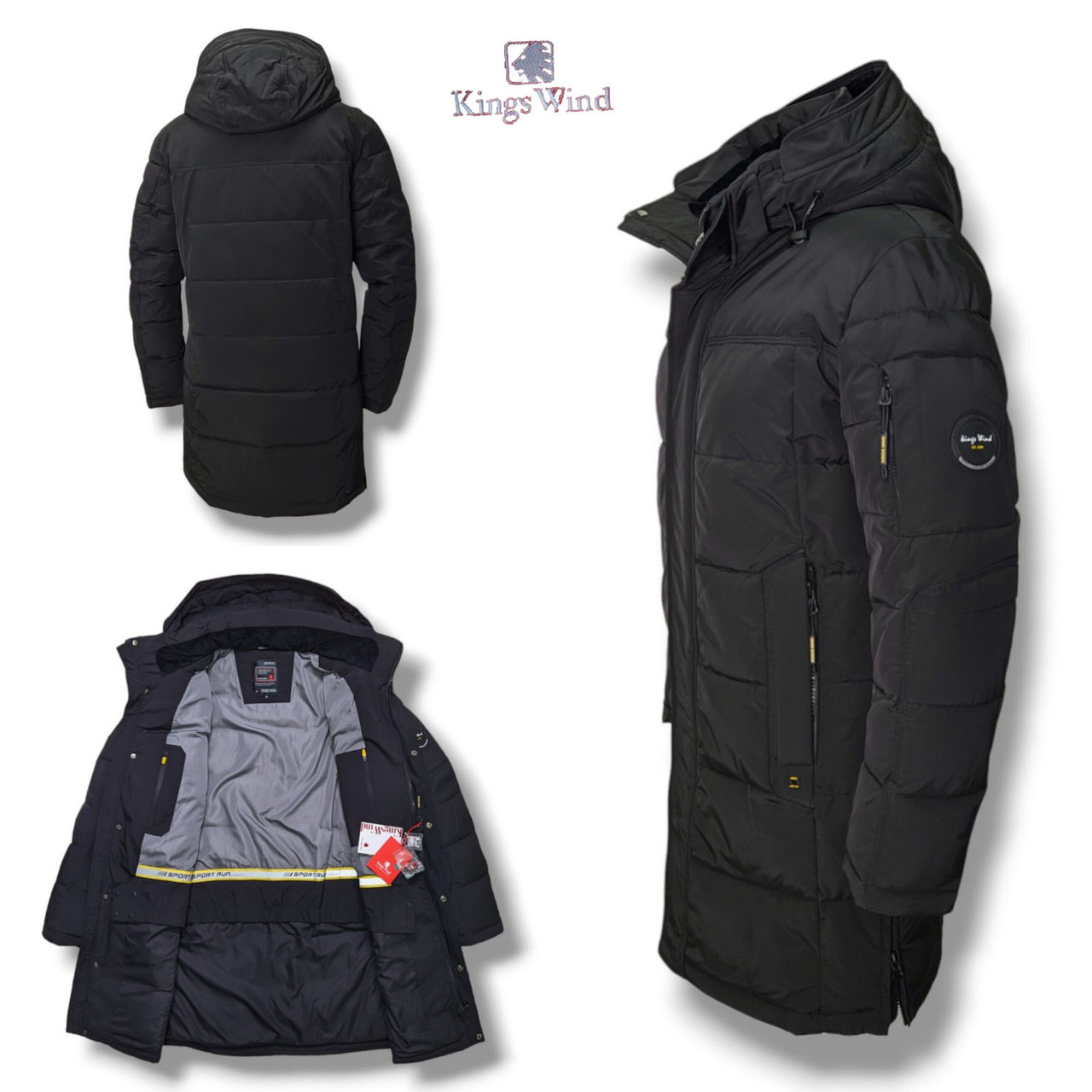 Чоловіча тепла зимова куртка Kings Wind, чоловічі зимові куртки. Пуховик чоловічий зима. Чоловічий одяг, фото 1
