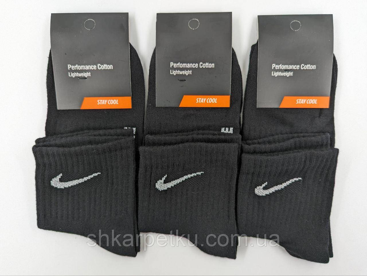 Жіночі спортивні середні шкарпетки "N", однотонні стрейчеві, бавовна Розмір 36-40 12 пар\уп. чорні, фото 1
