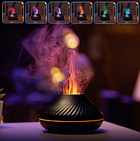 Зволожувач повітря з функцією нічника та аромадифузора з підсвічуванням LED 3в1 MADORU з імітацією вогню. ЧорнийEStyle