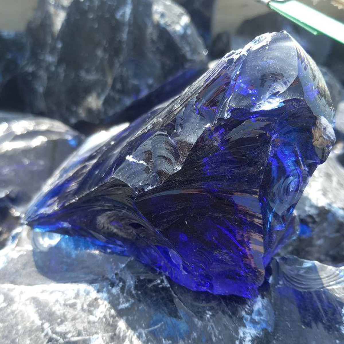 Ерклез, темно-сині скляні камені, скло колоте, скло гірське, скло для габіонів
