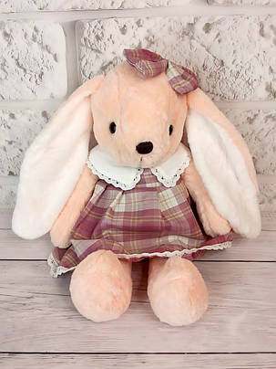 М'яка іграшка з пледом усередині Зайчика в сукні, рожева 60 см., фото 1