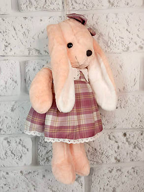М'яка іграшка з пледом усередині Зайчика в сукні, рожева 60 см., фото 3