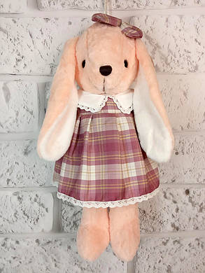 М'яка іграшка з пледом усередині Зайчика в сукні, рожева 60 см., фото 2