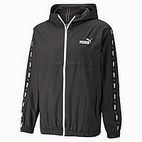 Ветровка Puma ESS+ Tape Men's Windbreaker 847477 01 (черная, спортивная, мужская, без подкладки, бренд пума)