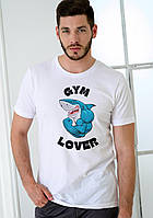 Якісна чоловіча футболка з прикольним принтом "Gym Lover" двошарова сендвіч модна та стильна, класна