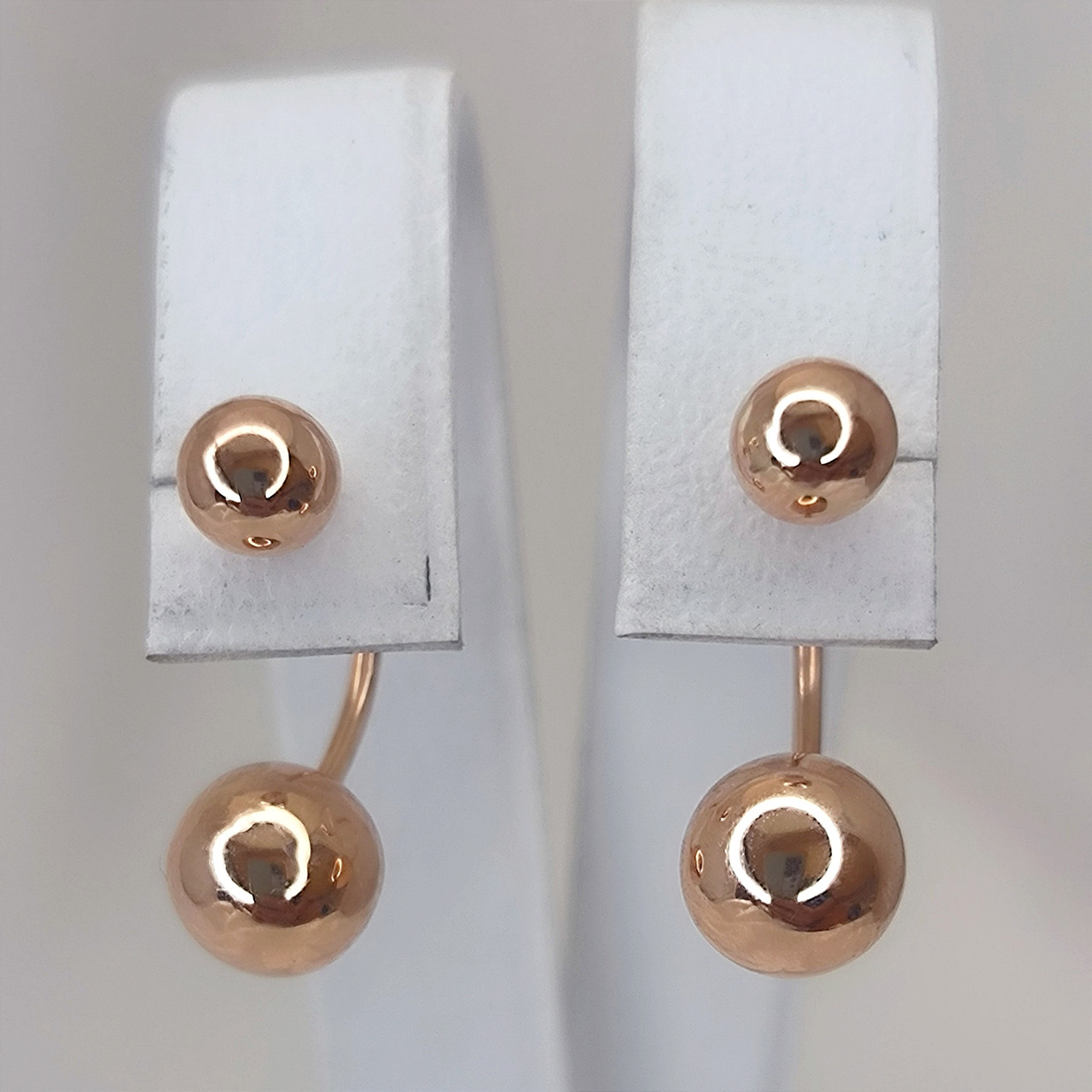 Золоті сережки матрьошки в червоному золоті 585 проби