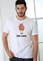 Стильна чоловіча футболка з якісним фотодруком "Gym Lover" бавовняна та молодіжна з круглим вирізом