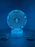 3d-лампа Мяч с эмблемой ФК Реал Мадрид, подарок для футболистов, светильник или ночник, 7 цветов и пульт