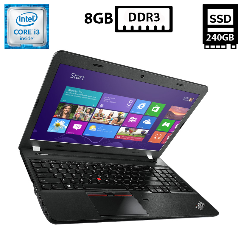 Ноутбук Lenovo Edge E550/15.6"TN 1366x768/Core i3-4005U 1.70GHz/8GB DDR3/SSD 240GB/Intel HD Graphics Б/В