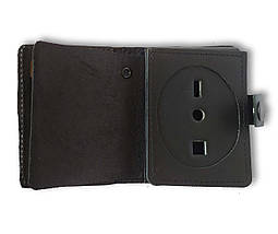 Обкладинка під жетон для посвідчення Національної поліції чорна з натуральної шкіри з кнопкою, фото 4