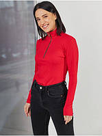 Женская приталенная кофта - гольф с воротником на молнии разные цвета Красный 42-44