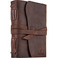 Шкіряний блокнот щоденник коричневий із ручкою 20.5*17 см в лінію, фото 3