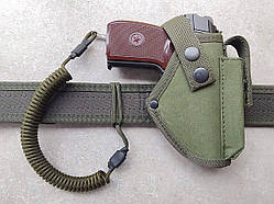 Кобура для пістолета ПМ макарова Олива з підсумком під магазин + шнур страхувальний 987 SAG