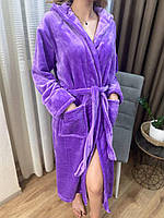 Банные халаты женские плюшевые. Женские халаты Турция. Фиолетовый халат для дома женские велюр S