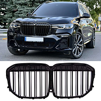 Решётка ноздри для BMW (БМВ) X7 series G07 (2019-2023) Глянец 2 ребра