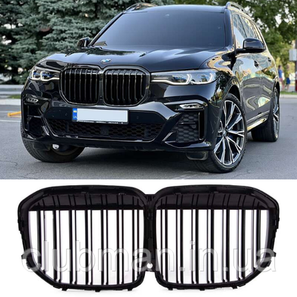Решітка ноздрі для BMW (БМВ) X7 series G07 (2019-2023) Глянець 2 ребра, фото 1