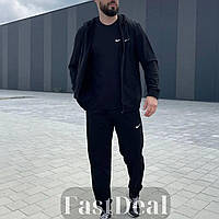 Спортивные костюмы мужские демисезонные Nike унисекс на змейке , Мужской спортивный костюм брендовый черный