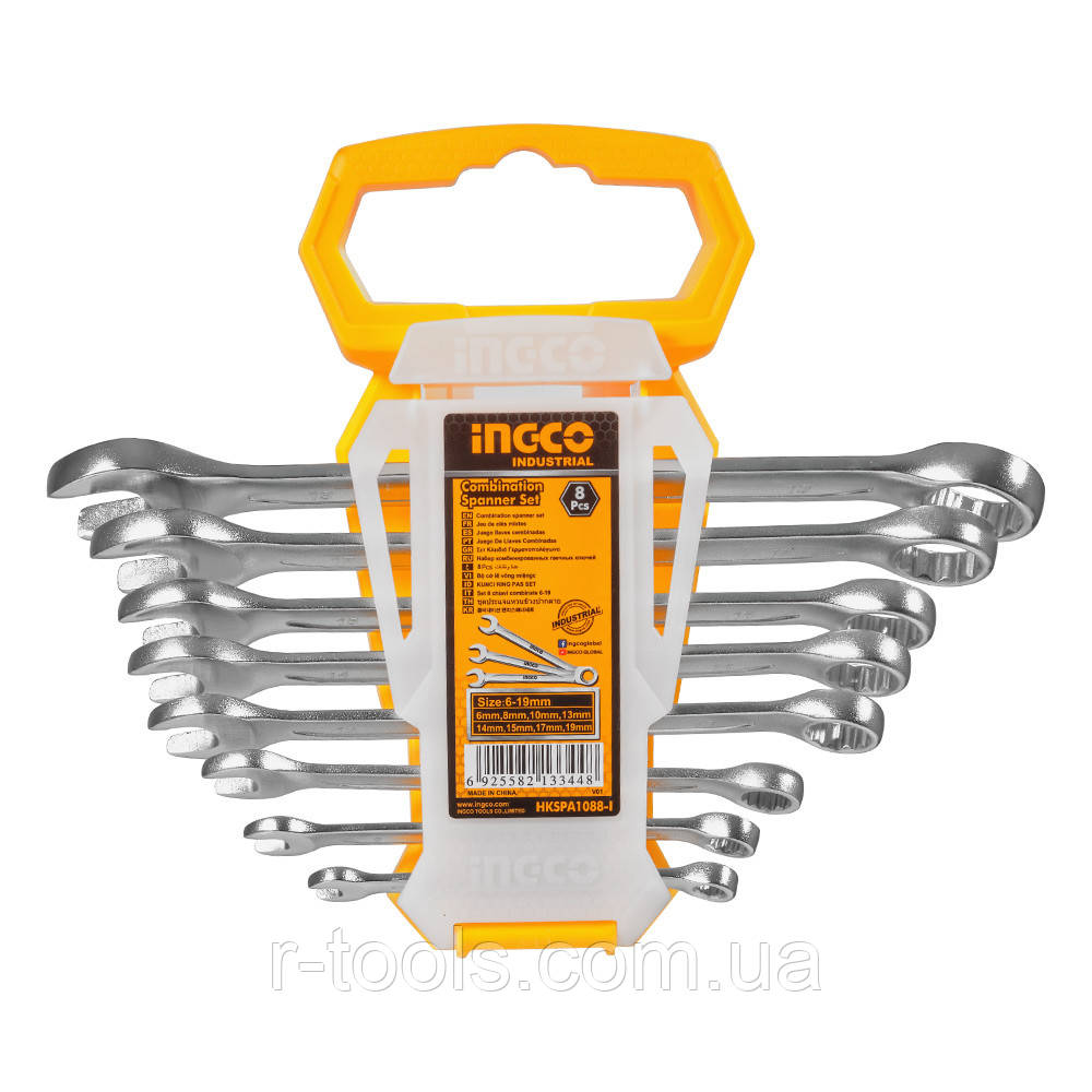 Комплект ключів гайкових комбінованих 6-19 мм 8 шт INGCO INDUSTRIAL HKSPA1088-I
