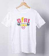 Красивая футболка для девушек с прикольным фотопринтом "Girl Power" из полиэстера стильная однотонная удобная