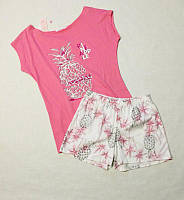 Пижама женская хлопковая футболка c шортами Roksana 15267k Розовый