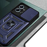 Протиударний чохол для Xiaomi Redmi Note 12 4G синій зі шторкою, ударостійкий чохол середні нот 12 4 г із кільцем, фото 10