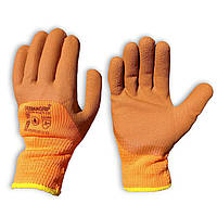 Робочі рукавички теплі з пінним латексом коричневі, розмір 10 XL, захисні для будівництва і саду