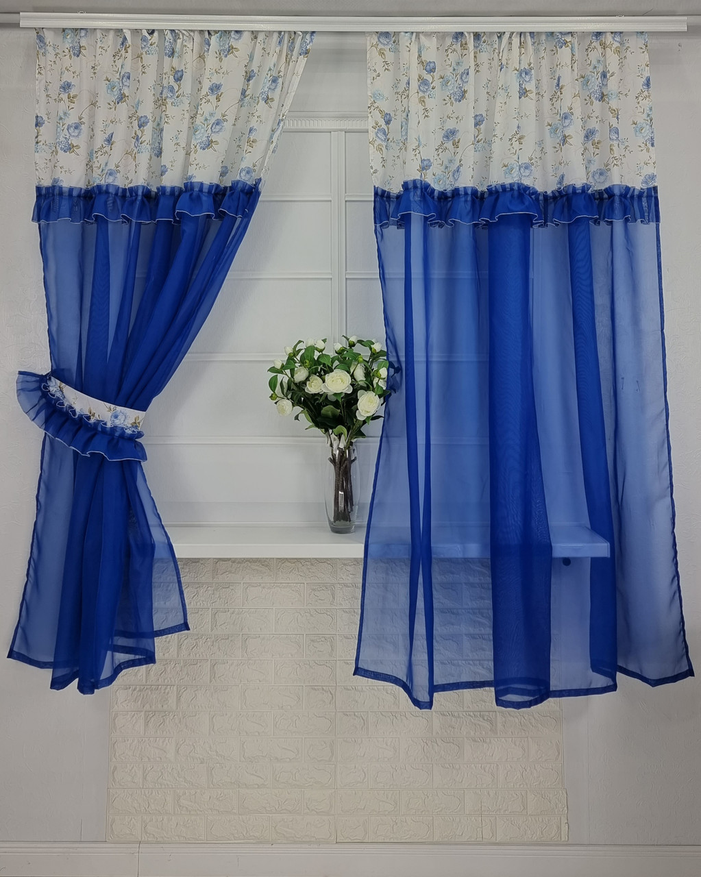 Кухонні штори "Люссьє" Квіточка Синя