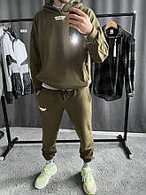 Чоловічий спортивний костюм із написом (хакі) якісний комплект штани худі рефлективне лого sKR6S