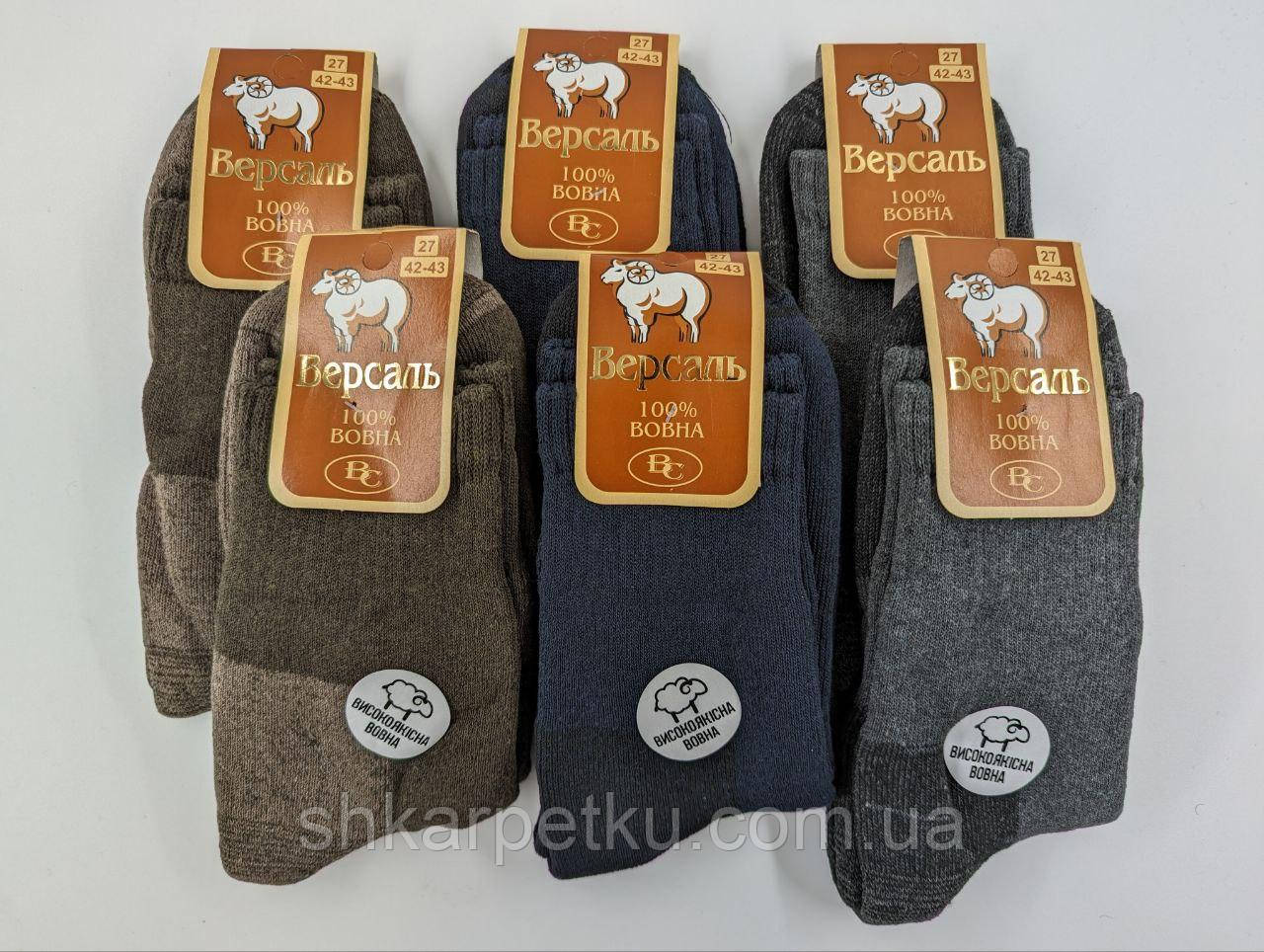Чоловічі зимові вовняні шкарпетки ВЕРСАЛЬ  6 пар/уп  мікс кольорів