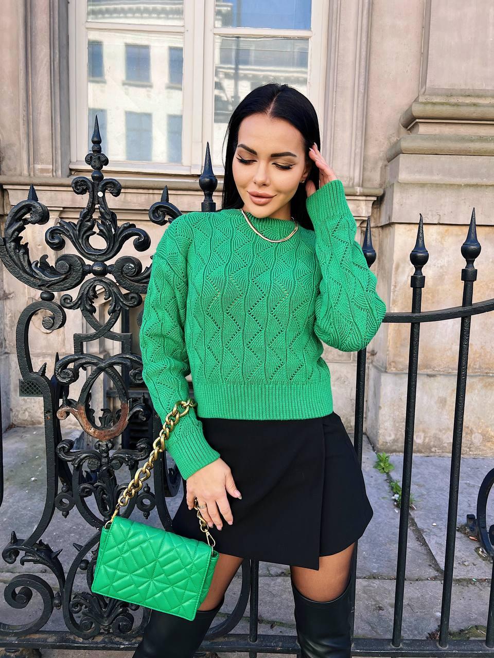 В'язаний светр жіночий з ажурного в'язання (р. 42-46) 4043260, фото 1