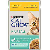 Cat Chow (Кет Чау) пауч Hairball для кошек вывод шерсти курица фасоль в желе 85г*26шт.