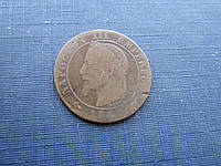Монета 1 сантим Франция 1862 Наполеон III нечастая как есть