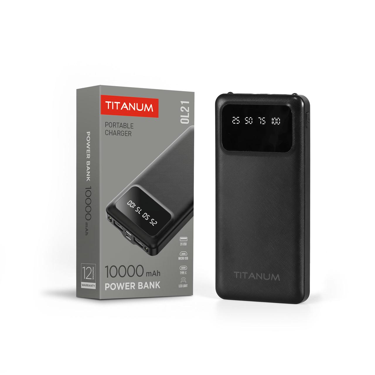 Портативний зарядний пристрій (повербанк) TITANUM OL21 Black 10000 mAh TPB-OL21-B