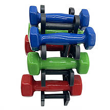 Кольорові вінілові гантелі для фітнесу на підставці Newt Vinyl Dumbbell Set 2 шт. по 2 кг, 3 кг, 4 кг (18 кг.), фото 4