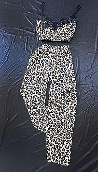 Жіноча піжама для нареченої штани та майка з мереживом