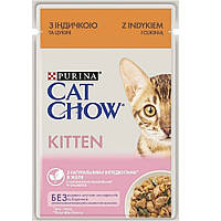 Cat Chow (Кет Чау) пауч Kitten Turkey для котят индейка кабачки в желе 85г*26шт.