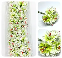 Пион раскрытый / цена за упаковку - 6 цветка / искусственные цветы / бело салатовый