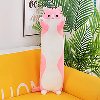 Мягкая игрушка-подушка Кот-Батон, Длинная игрушка Кот-Батон 110 см, Розовый