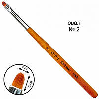 Кисть для наращивания и моделирования ногтей кисточка для геля и полигеля оранжевая OPI овал № 2