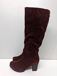 STTOPA демі зима. Висота 42 см. Розміри 36-43. Чоботи великих розмірів шкіряні. Каблук 7,5 см. 272-3643-75 Бордові
